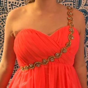 Bright pink dress with gold & silver detailing